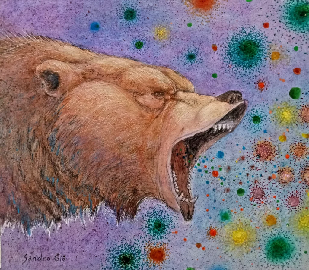 Grizzly Bear Roar Art Acrylic Painting