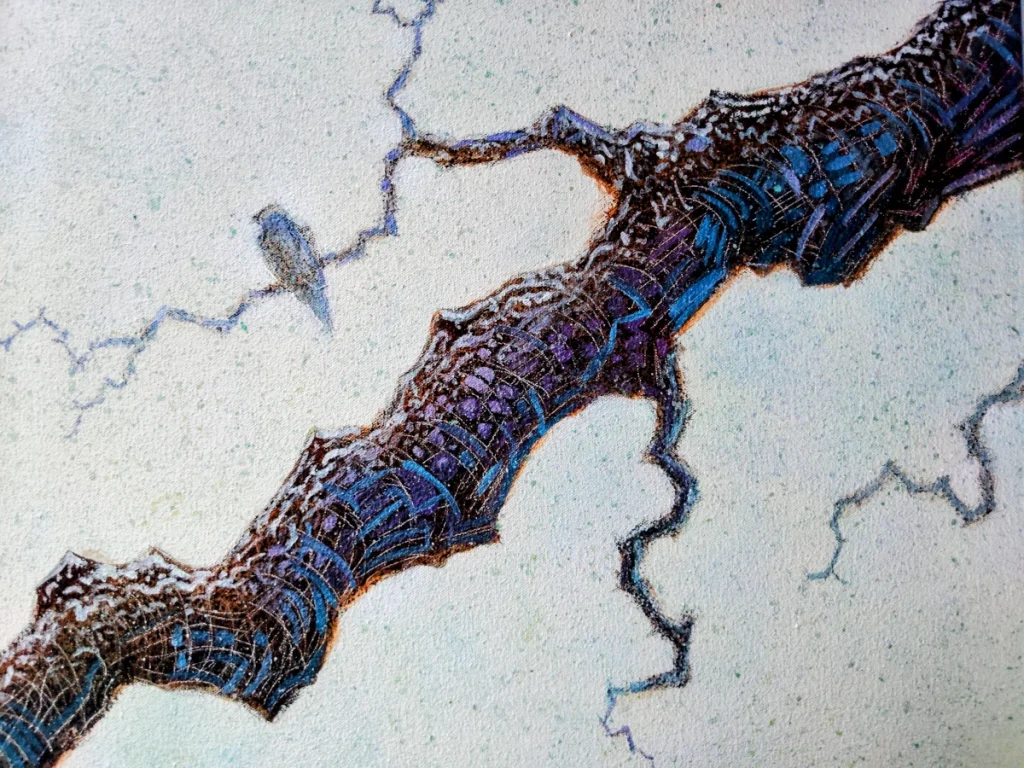 Hawk- Tree-Branch-White-Art-Painting