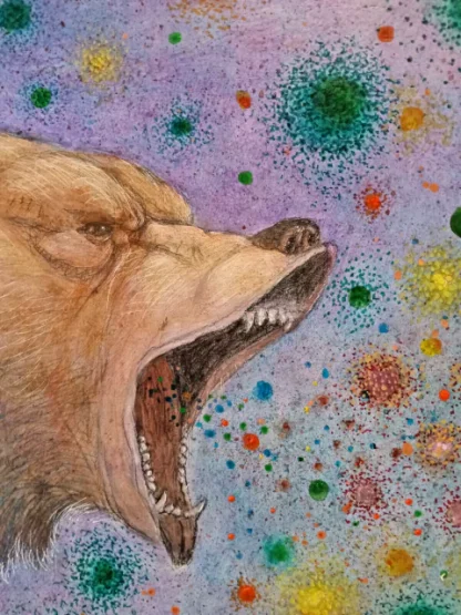 Grizzly Bear Roar Teeth Colors Surreal