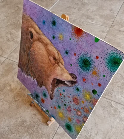 Grizzly Bear Roar Easel Colors Surreal
