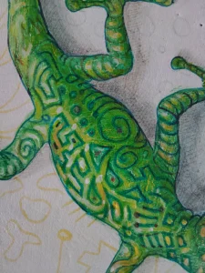 Gecko Green Lizard on Wall Art Painting